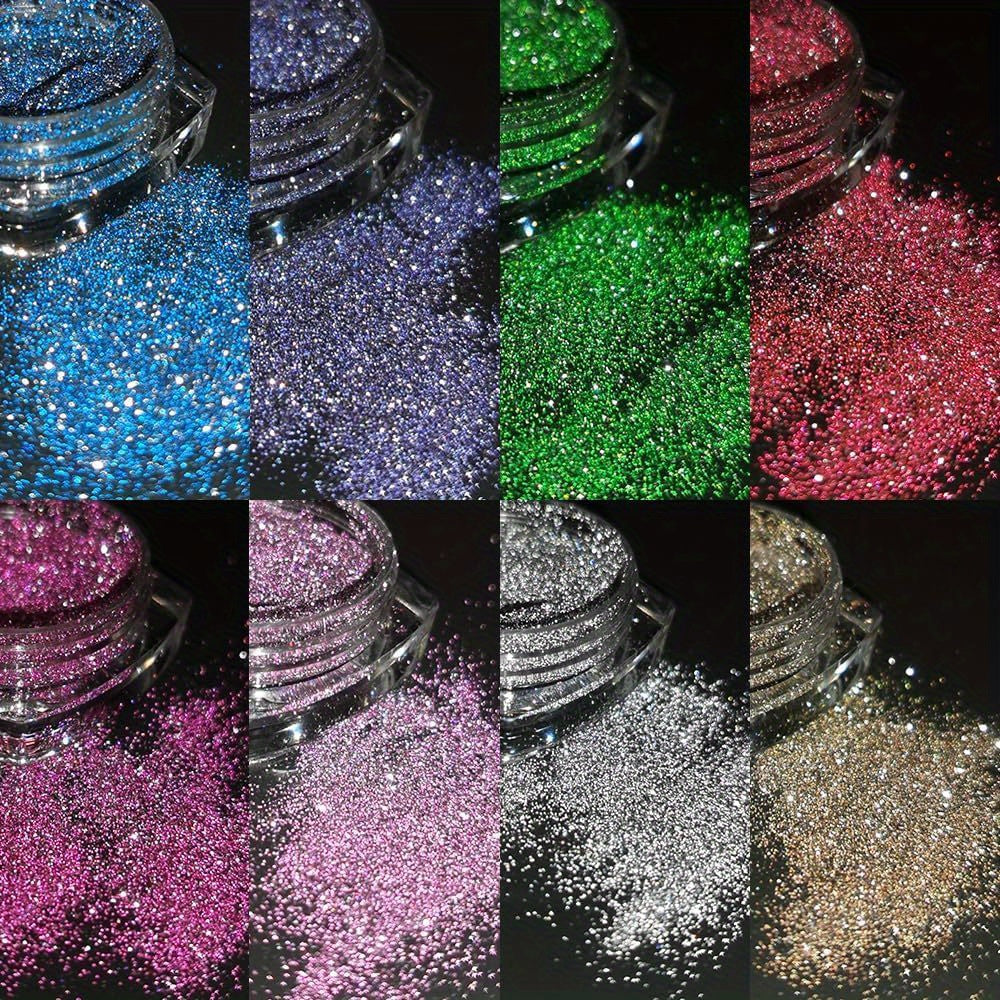 Reflective Glitter Powder Set, 16 Colors Sparkle Diamond Nail Glitter Dust, Silvery Pink Purple Green Loose Glitter for Nails, Shiny Sugar Nail Powder Dipping Pigment, Nail Supplies, Loose Glitter Powder